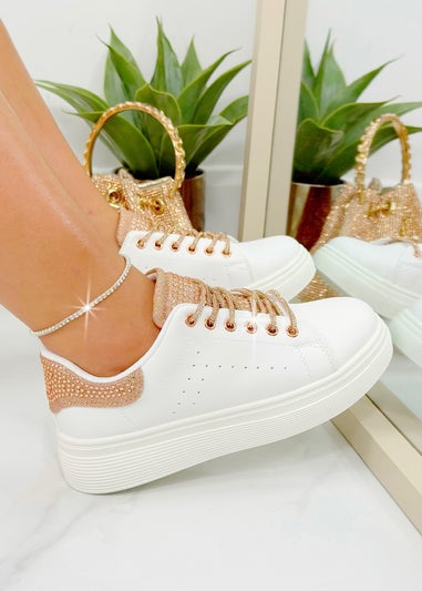 Love Lemonade Rose Gold Crystal Brilliance Trainers Limited Edition