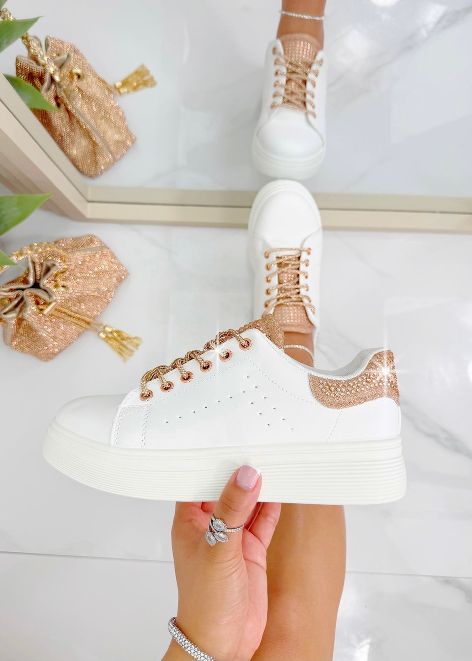 Love Lemonade Rose Gold Crystal Brilliance Trainers Limited Edition