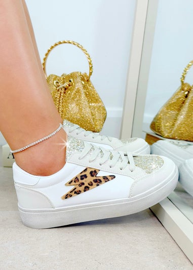 Love Lemonade Leopard Glitter Bolt Trainers