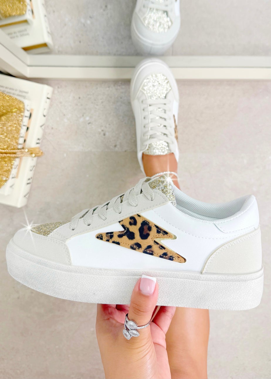 Love Lemonade Leopard Glitter Bolt Trainers