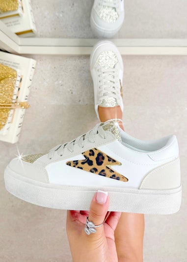 Love Lemonade Leopard Glitter Bolt Trainers