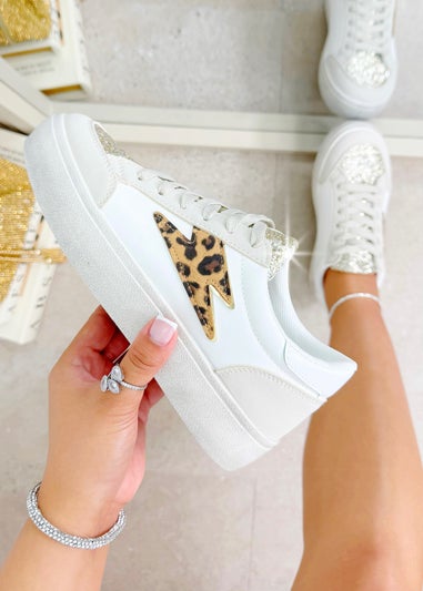 Love Lemonade Leopard Glitter Bolt Trainers