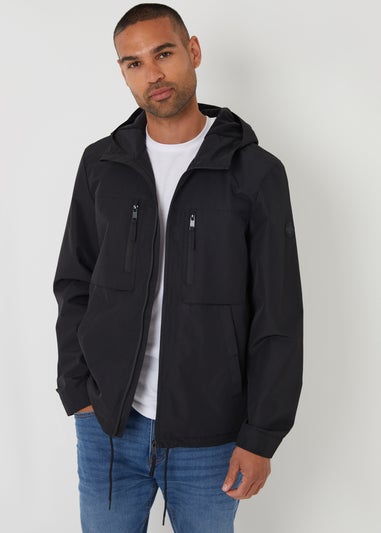 Threadbare Black Microfleece Lined Hooded Jacket