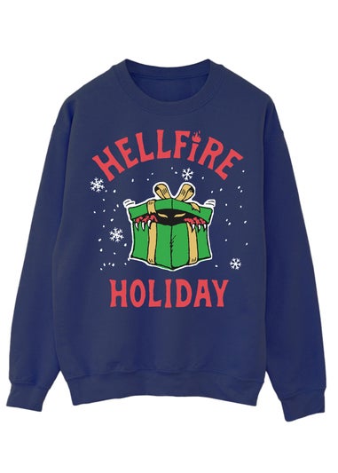 Stranger Things Hellfire Christmas Navy Blue Graphic Sweatshirt