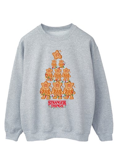 Stranger Things Gingerbread Grey Graphic Sweatshirt