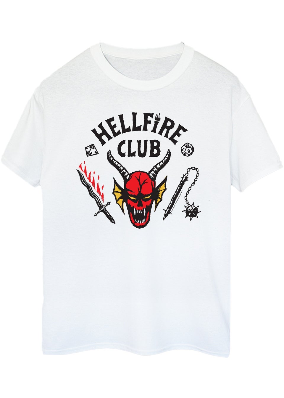 Stranger Things Hellfire Club White Graphic T-Shirt
