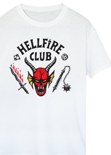 Stranger Things Hellfire Club White Graphic T-Shirt