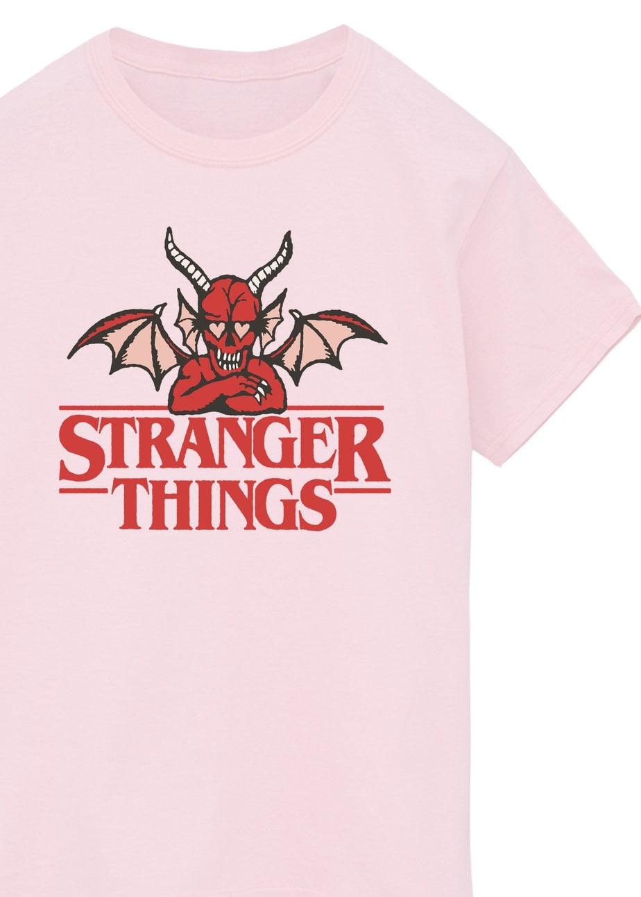 Stranger Things Devil Girls Pink Graphic T-Shirt (7-13 Years)