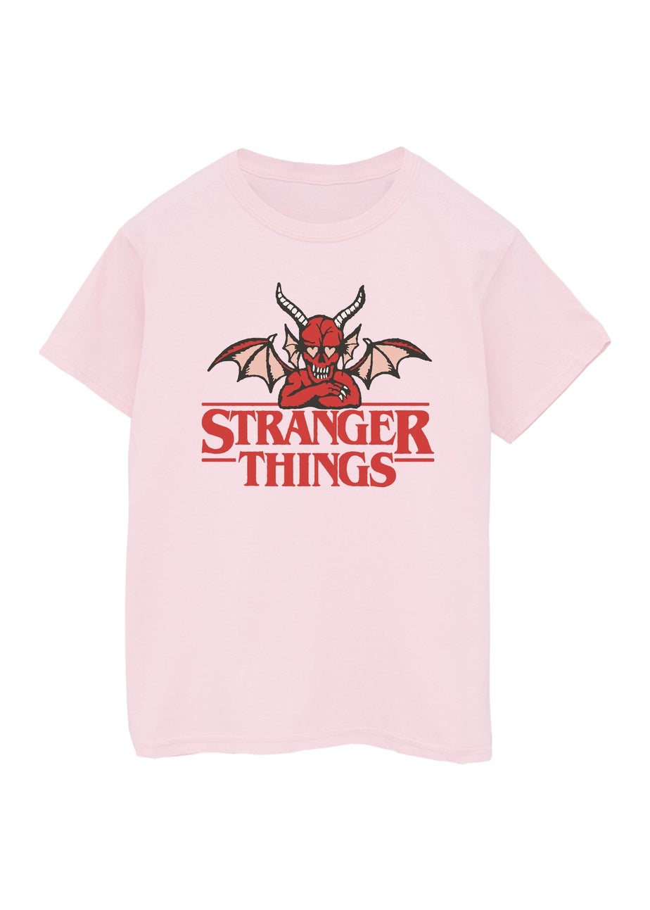 Stranger Things Devil Girls Pink Graphic T-Shirt (7-13 Years)