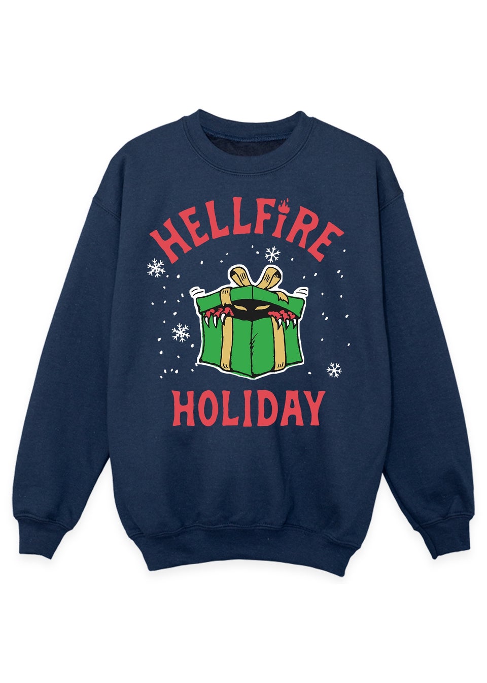 Stranger Things Hellfire Christmas Boys Navy Blue Graphic Sweatshirt (Age 7-13 Years)