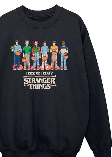 Stranger Things Trick Or Treat Boys Black Graphic Sweatshirt (Age 7-13 Years)