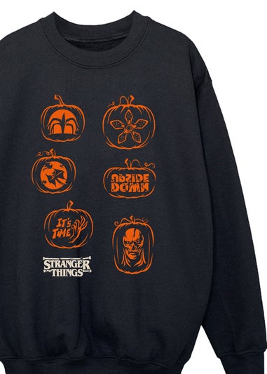 Stranger Things Pumpkin Boys Black Graphic Sweatshirt (Age 7-13 Years)