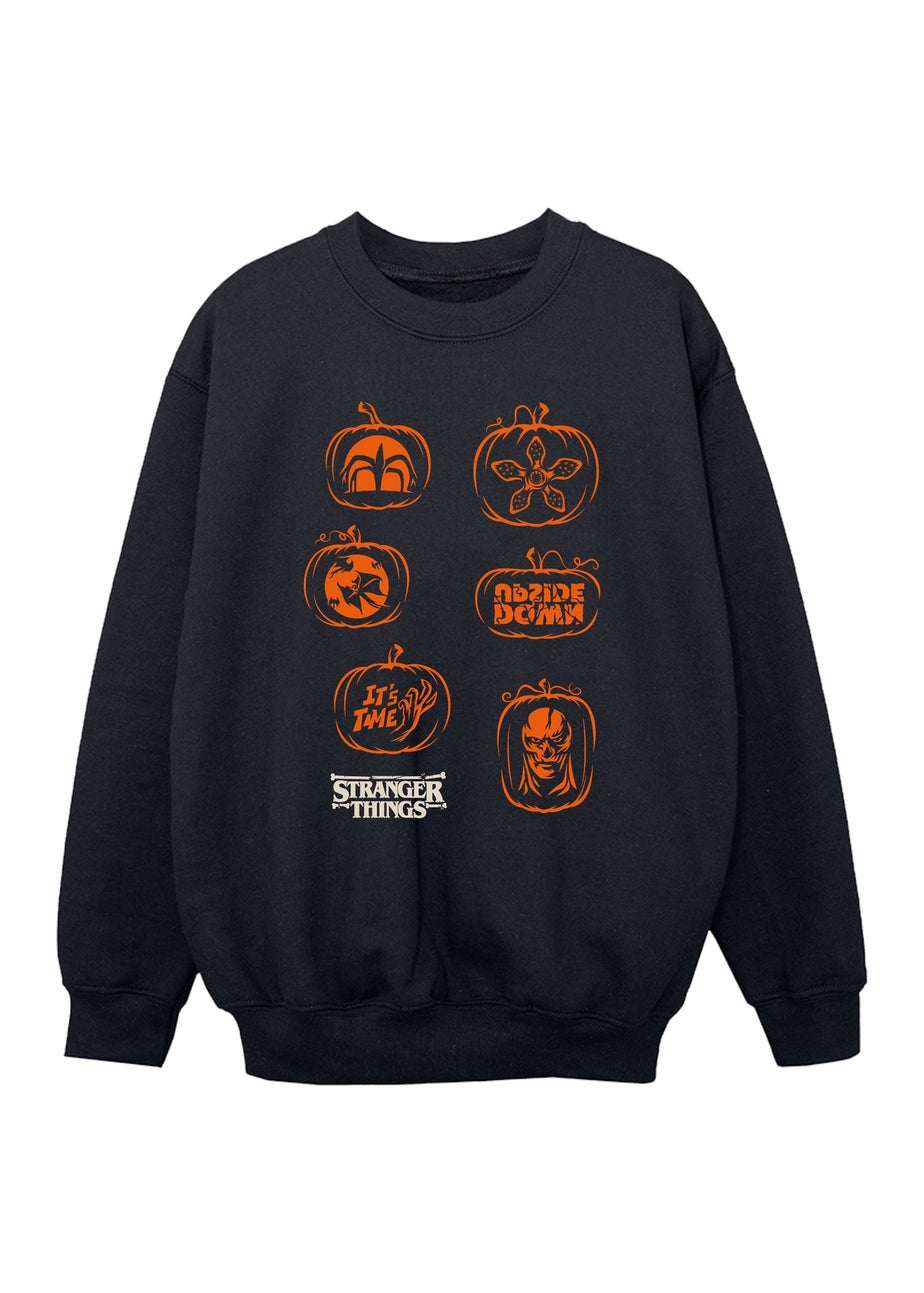 Stranger Things Pumpkin Boys Black Graphic Sweatshirt (Age 7-13 Years)