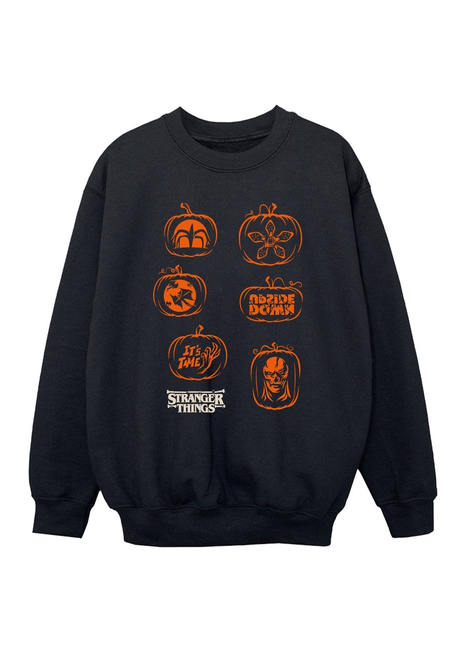 Stranger Things Pumpkin Boys Black Graphic Sweatshirt (Age 7-13 Years)