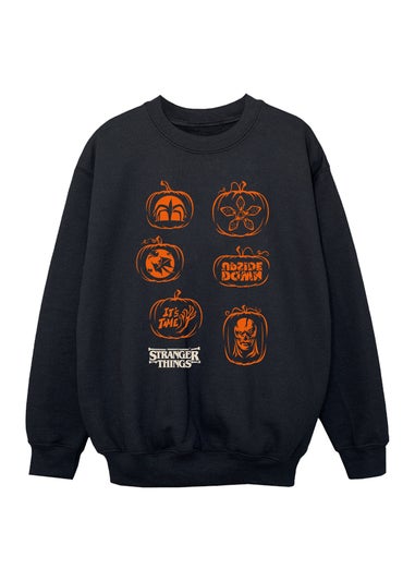 Stranger Things Pumpkin Boys Black Graphic Sweatshirt (Age 7-13 Years)