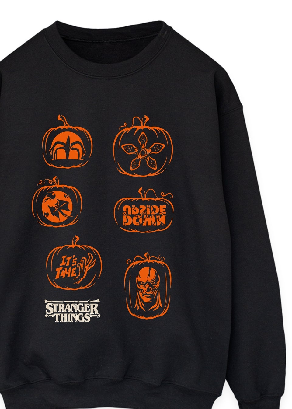 Stranger Things Pumpkin Black Graphic Sweatshirt