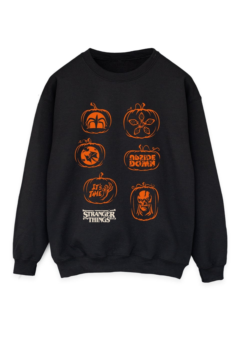 Stranger Things Pumpkin Black Graphic Sweatshirt