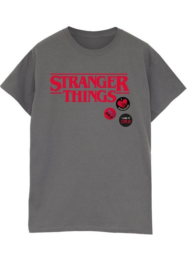 Stranger Things Pins Washed Charcoal Graphic Washed T-Shirt