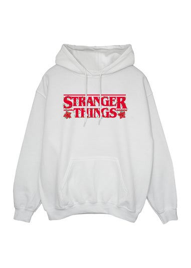 Stranger Things Christmas Logo White Graphic Hoodie