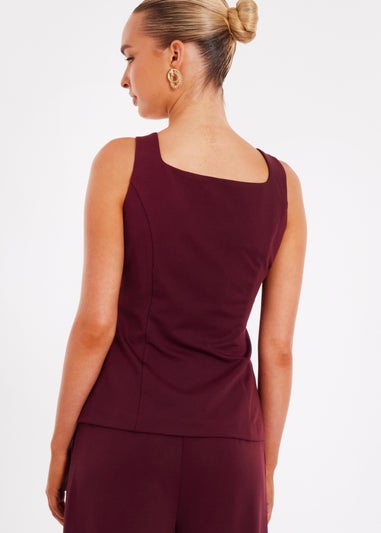 Quiz Burgundy Square Neck Waistcoat