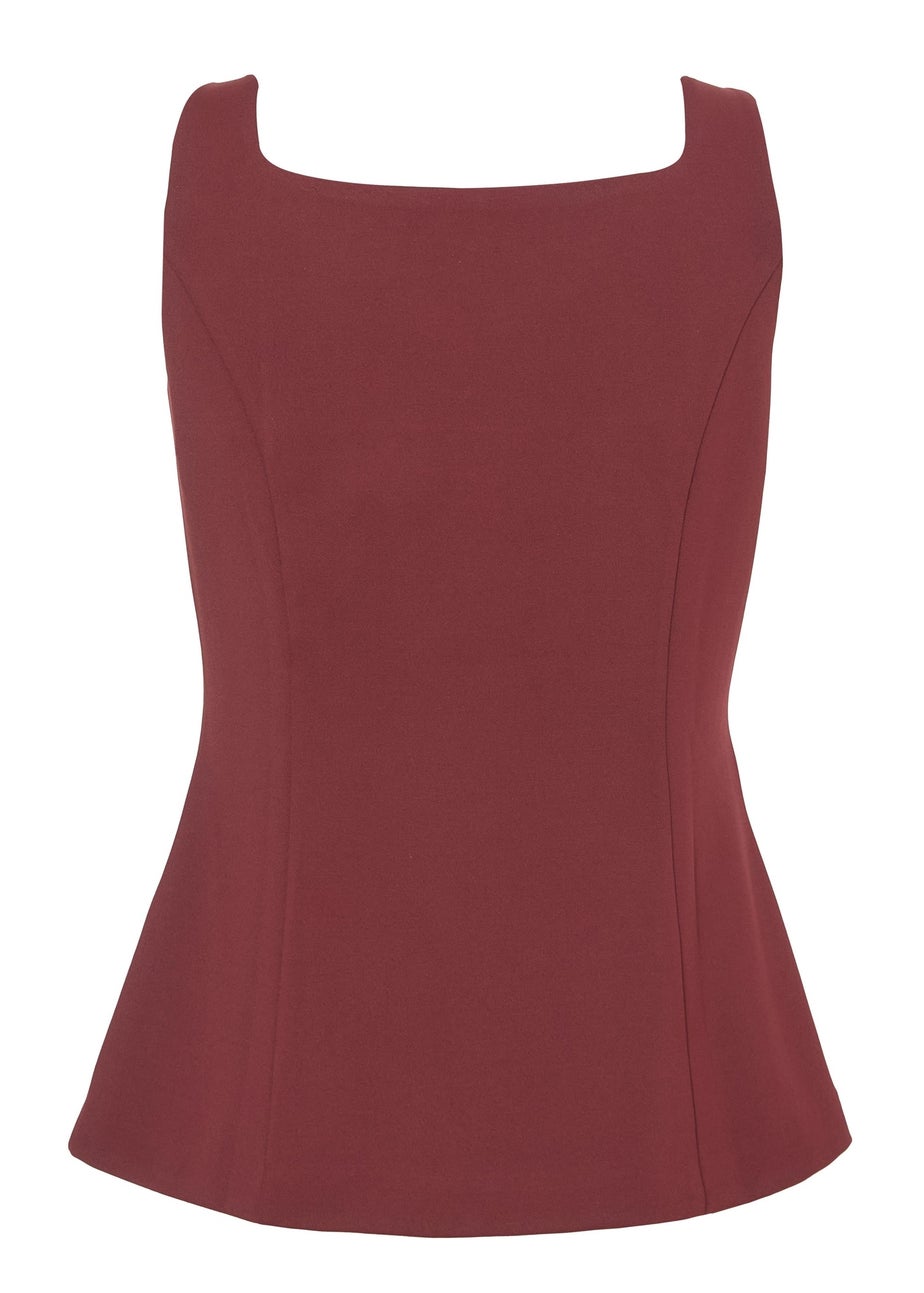 Quiz Burgundy Square Neck Waistcoat