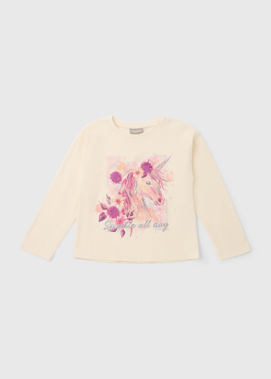 Girls Cream Unicorn Top (7-15yrs)