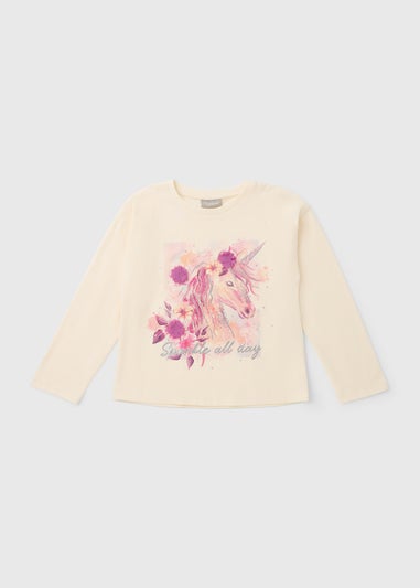 Girls Cream Unicorn Top (7-15yrs)