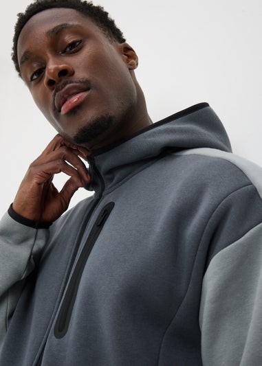 Souluxe Charcoal Panel Zip Up Hoodie