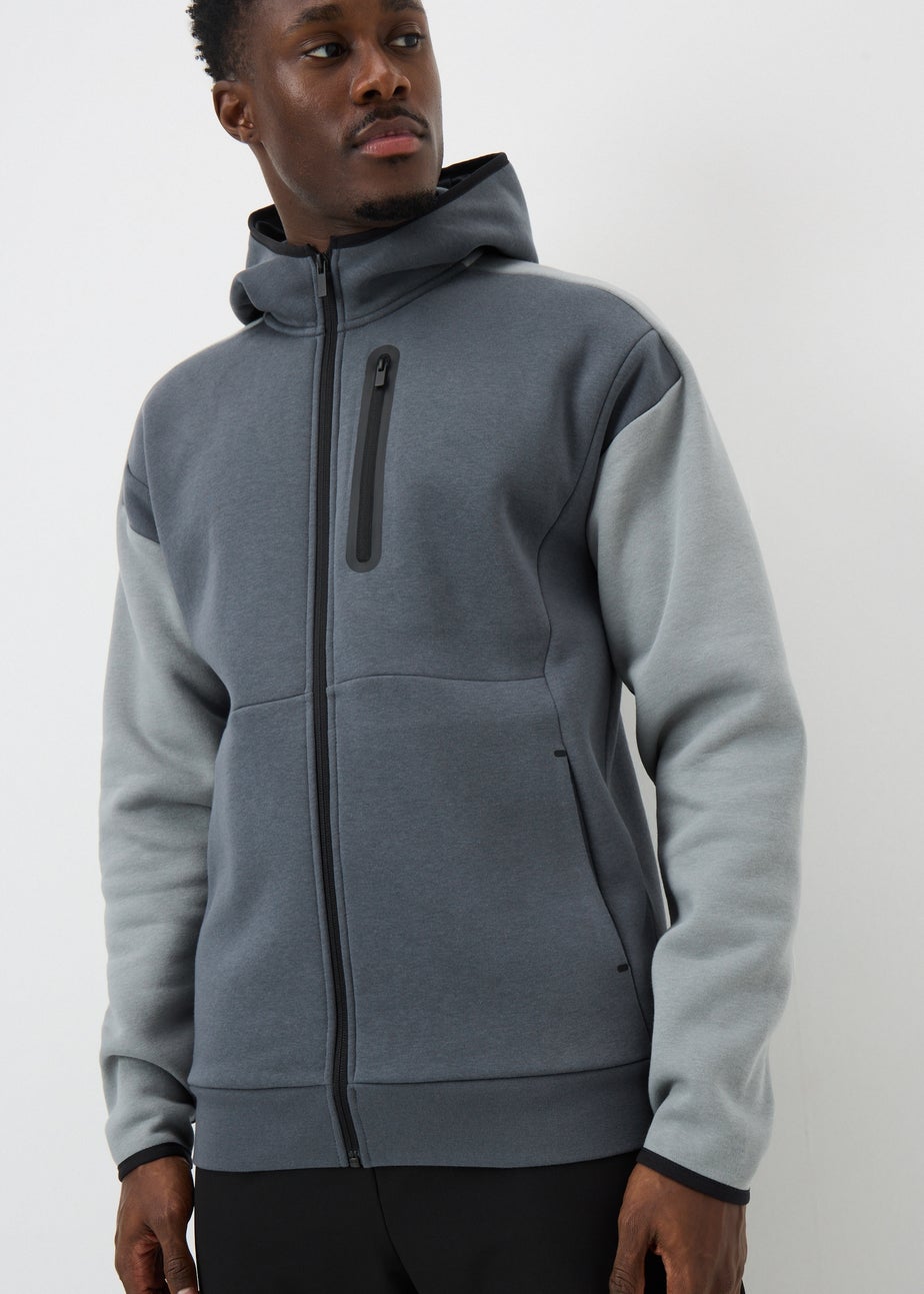 Souluxe Charcoal Panel Zip Up Hoodie