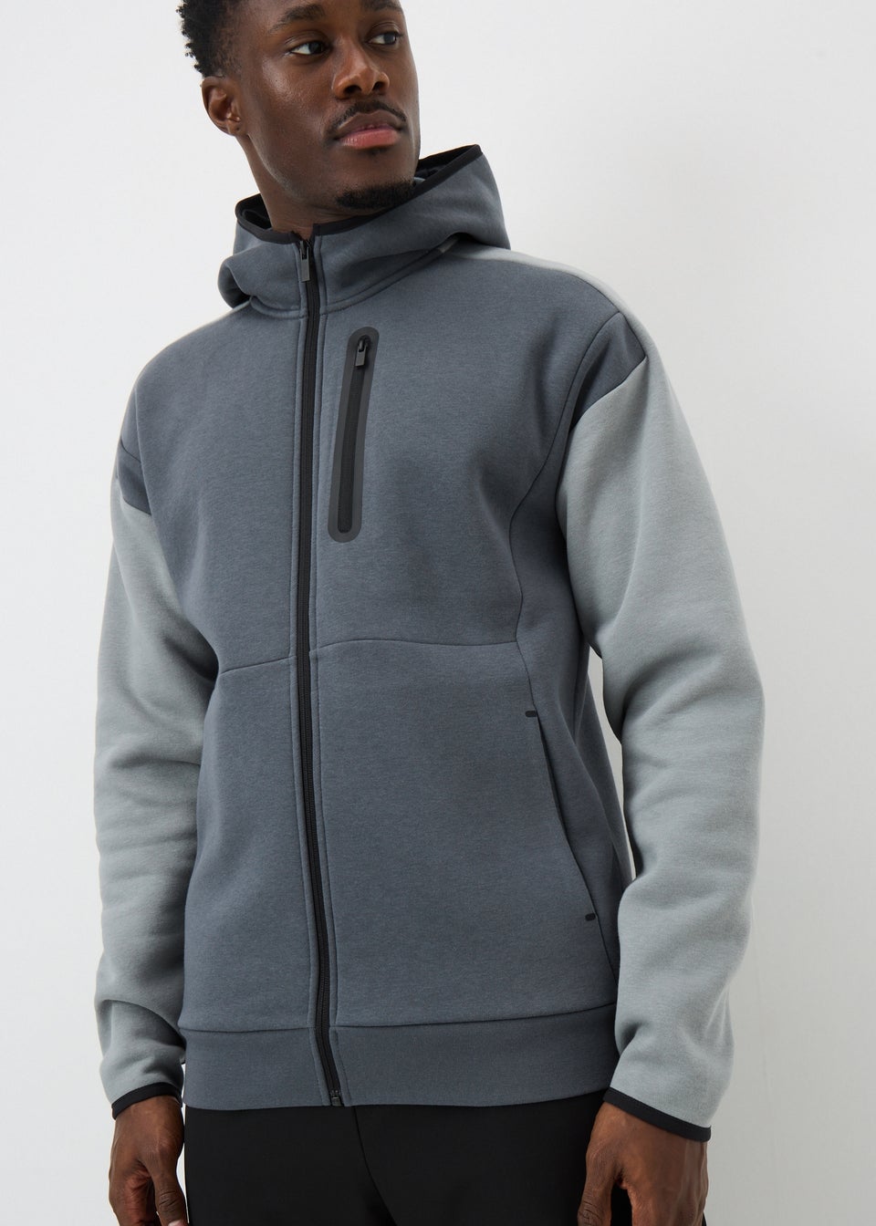 Souluxe Charcoal Panel Zip Up Hoodie
