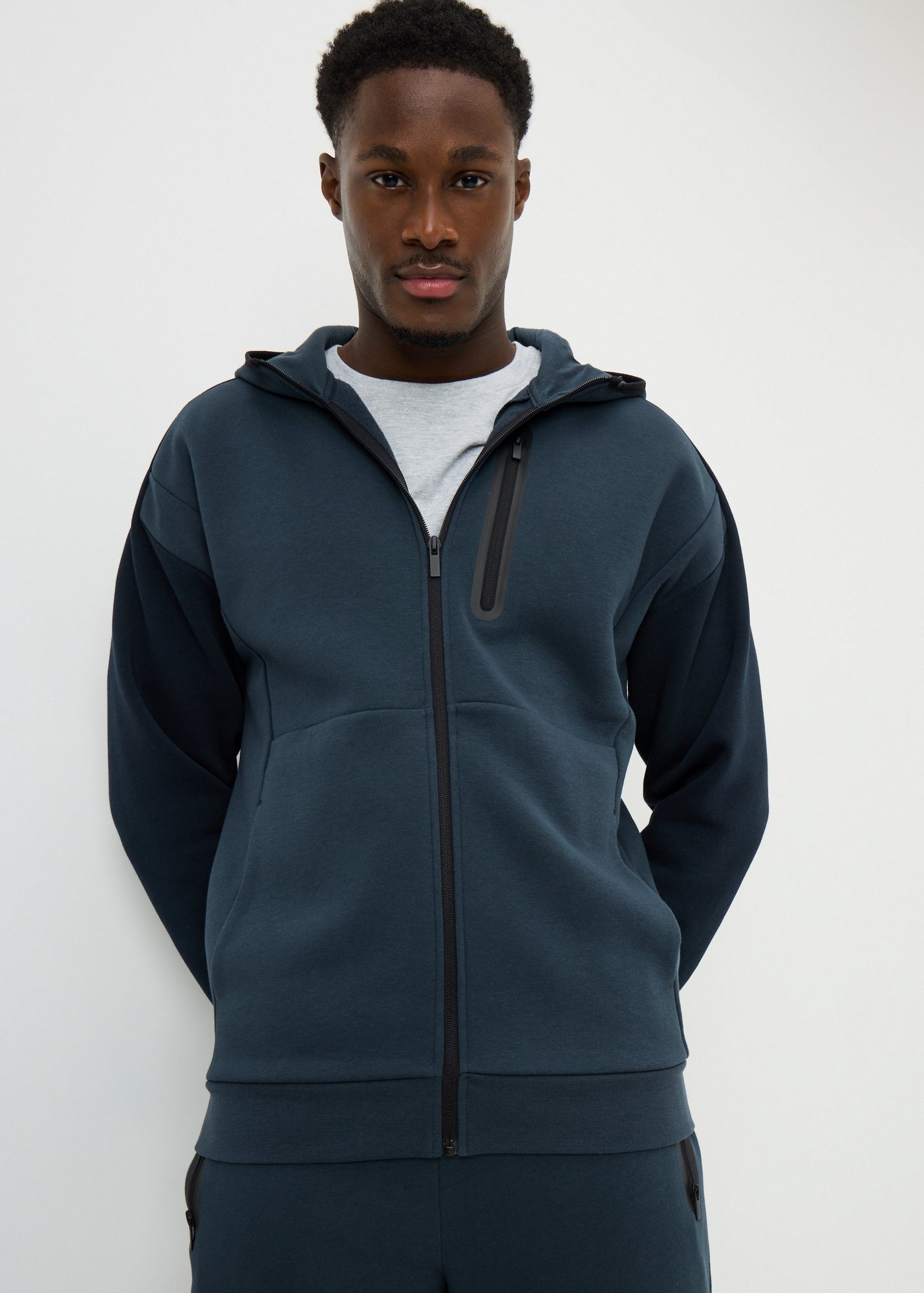 Souluxe Navy Zip Up Hoodie - Matalan