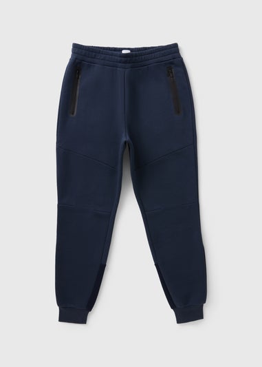 Souluxe Navy Panel Cuffed Jogging Bottoms