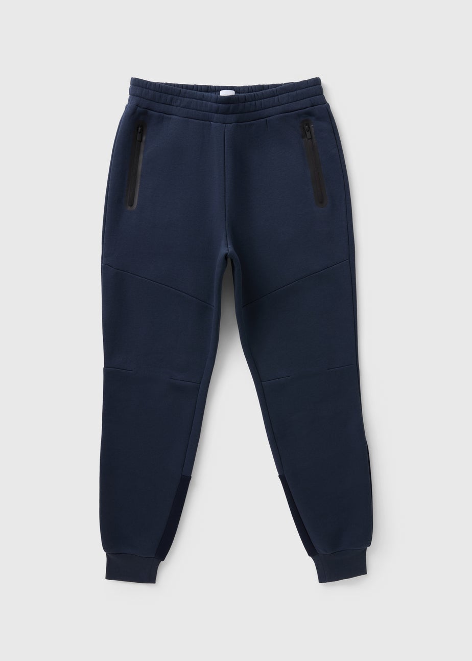 Souluxe Navy Panel Cuffed Jogging Bottoms