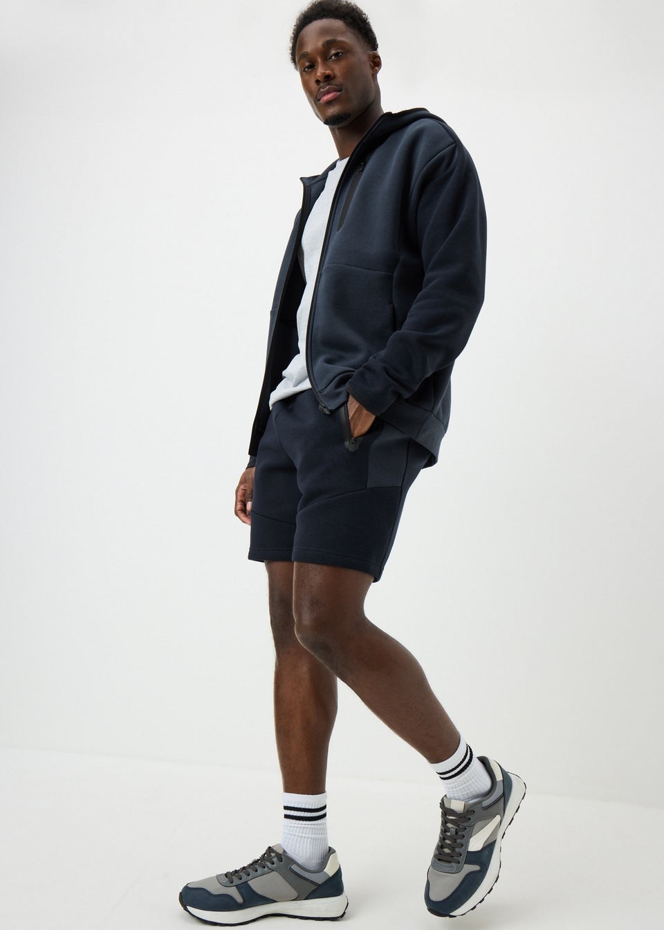Souluxe Navy Panel Jogger Shorts