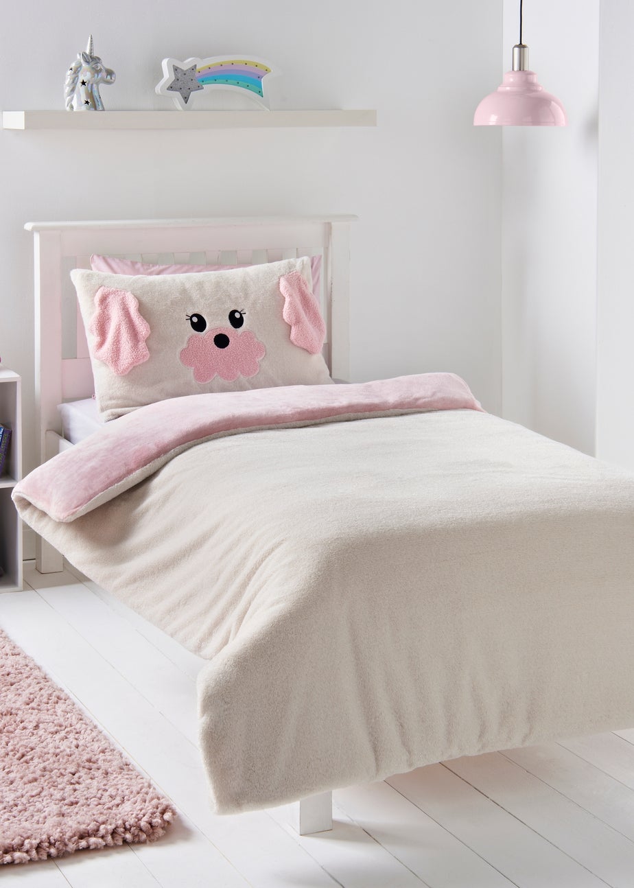 Pink Poodle Faux Fur Duvet Set