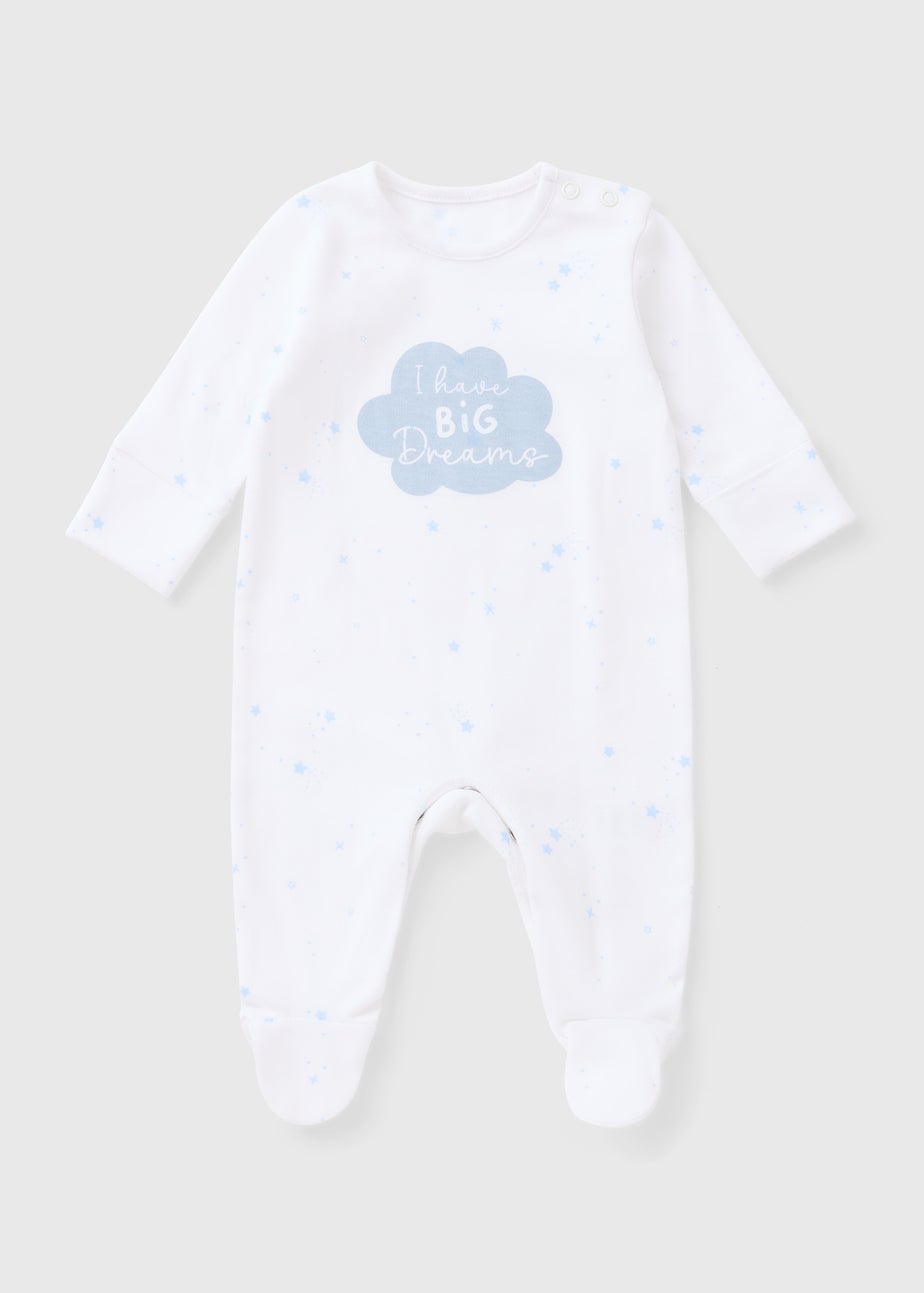 Baby White Big Dream Sleepsuit (Newborn-18mths)