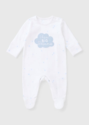 Baby White Big Dream Sleepsuit (Newborn-18mths)