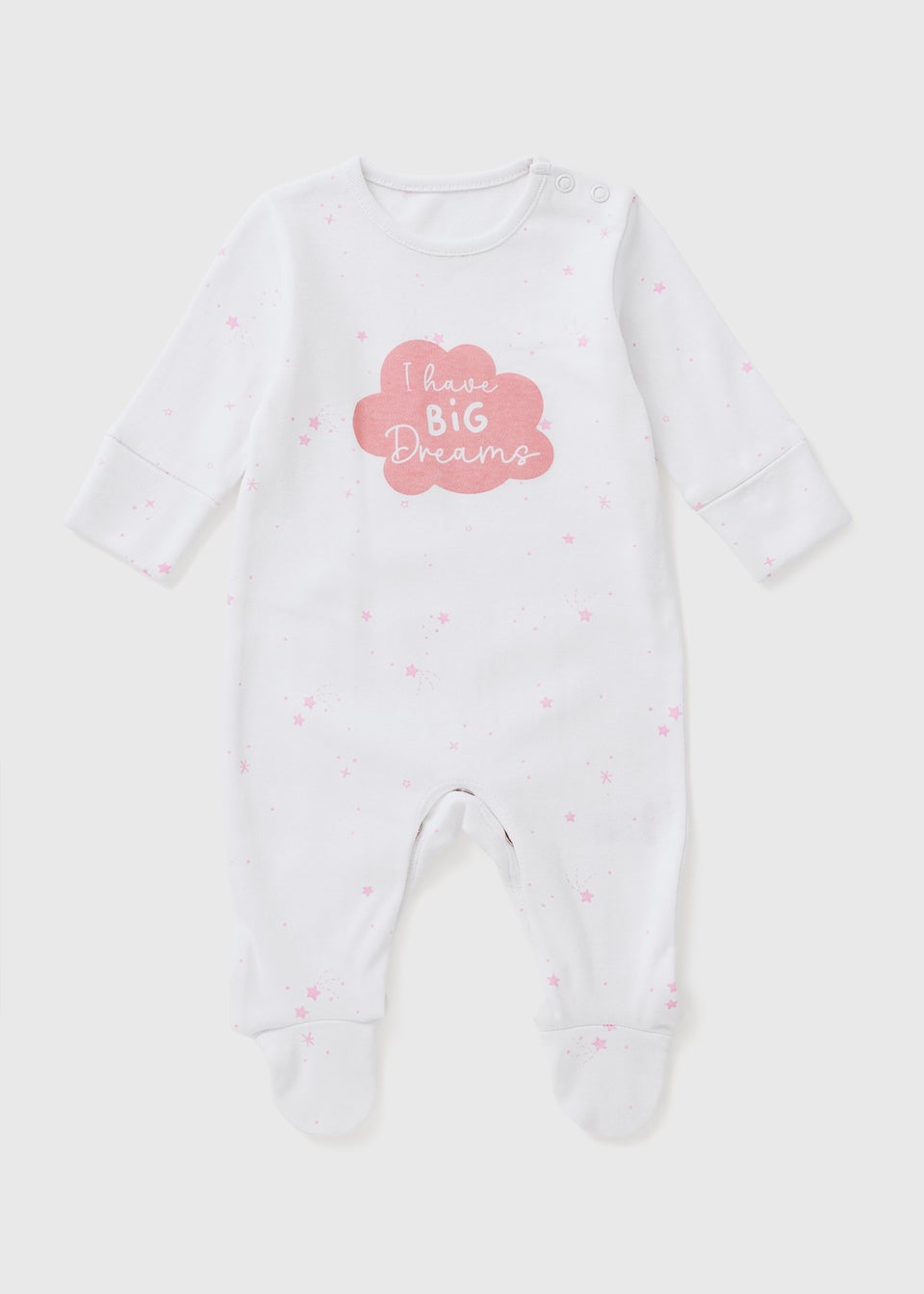Baby White I Have Big Dream Sleepsuit (Newborn-18mths)