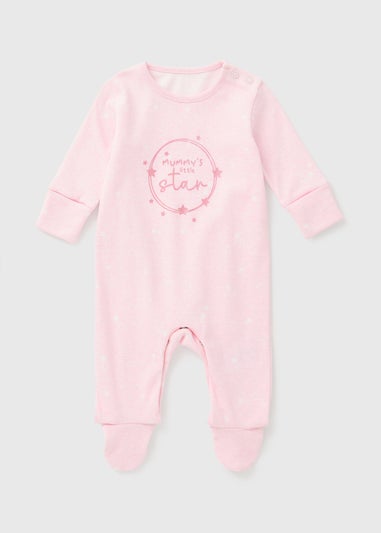Baby Pink Mummy's Little Star Sleepsuit (Newborn-18mths)