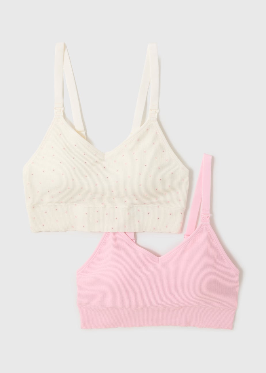 2 Pack Pink & White Maternity Seamless Bras