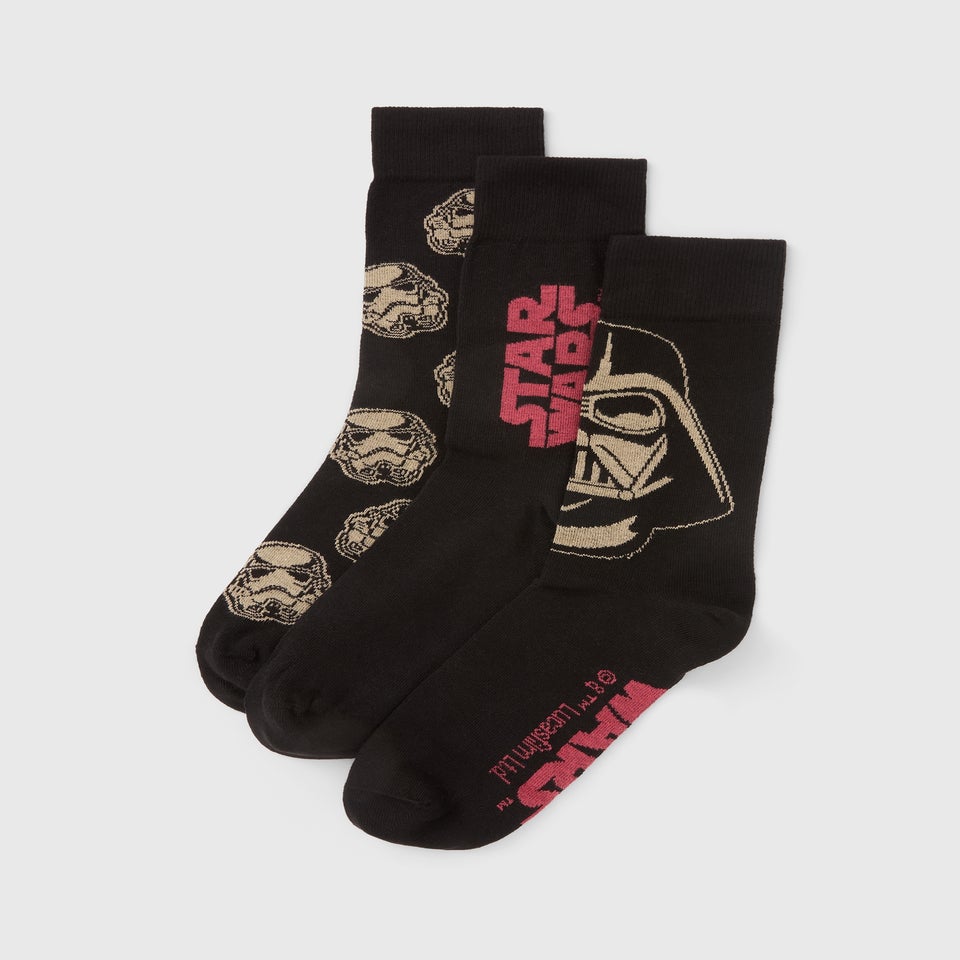 Star Wars 3 Pack Black Darth Vader Socks