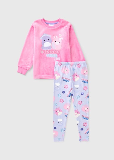 Squshmallows Girls Pink Fleece Pyjama Set (5-13yrs)