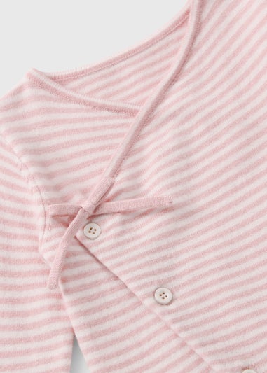 Baby Pink Striped Ribbed Romper (Newborn-23mths)