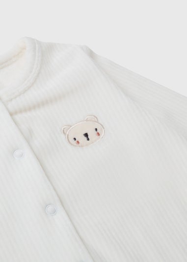 Baby White Ribbed Romper (Newborn-23mths)