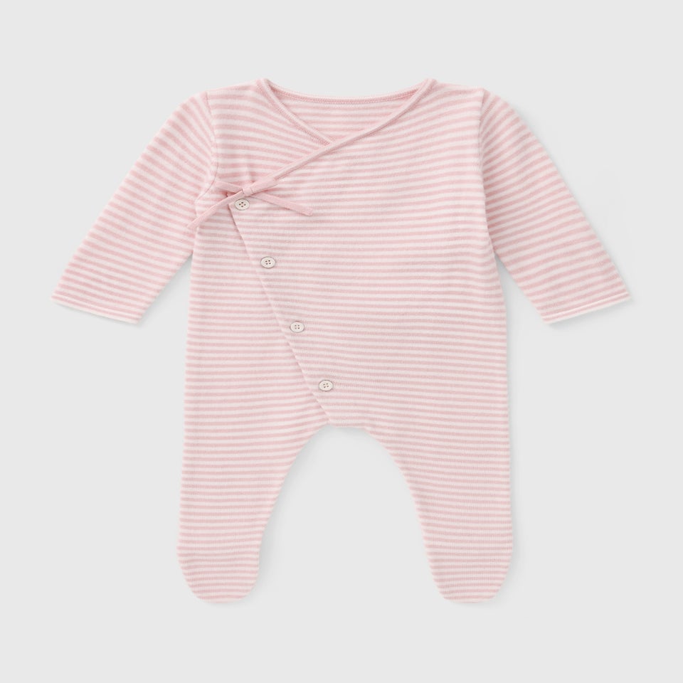 Baby Pink Striped Ribbed Romper (Newborn-23mths)