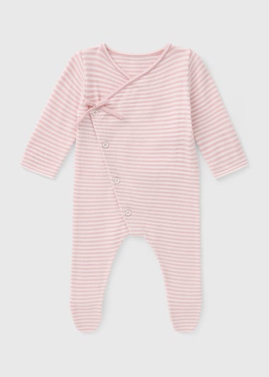 Baby Pink Striped Ribbed Romper (Newborn-23mths)