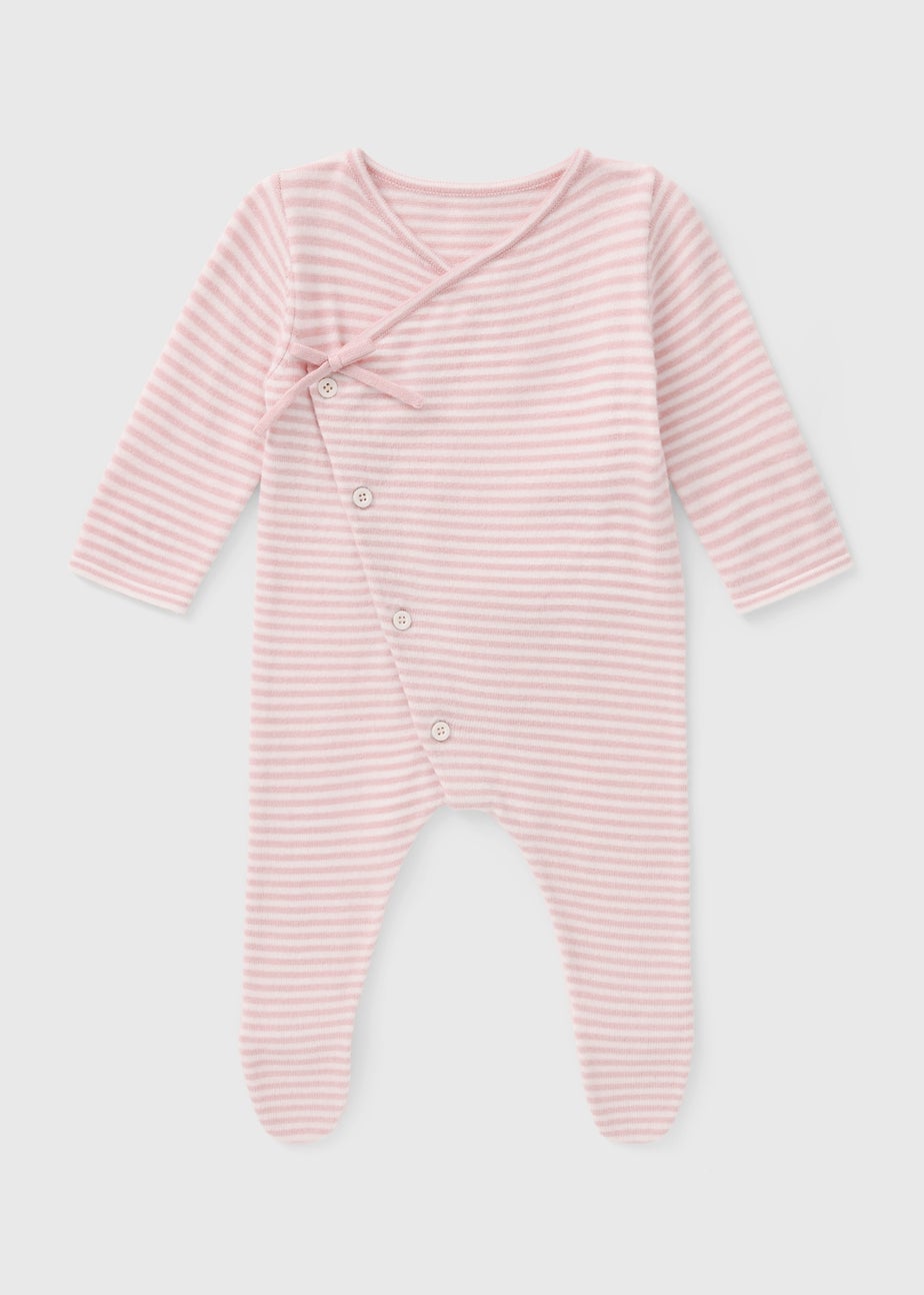 Baby Pink Striped Ribbed Romper (Newborn-23mths)