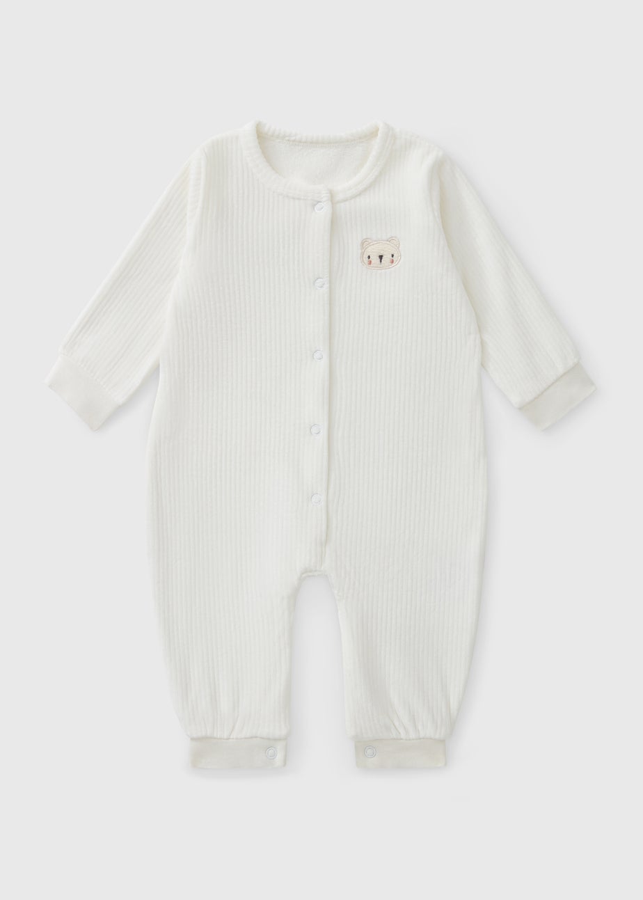 Baby White Ribbed Romper (Newborn-23mths)