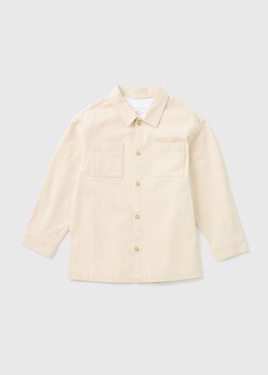 Boys Cream Smart T-Shirt & Shacket (1-7yrs)