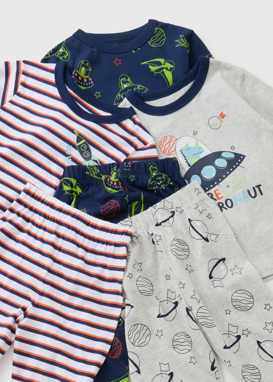 3 Pack Boys Multicolour Dino Space Pyjama (1-7yrs)